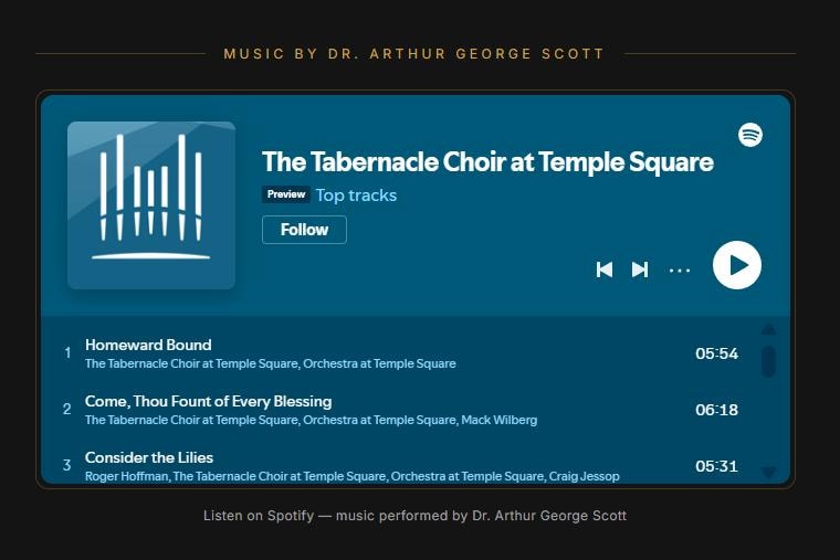 Tabernacle Choir at Temple Square Spotify playlist