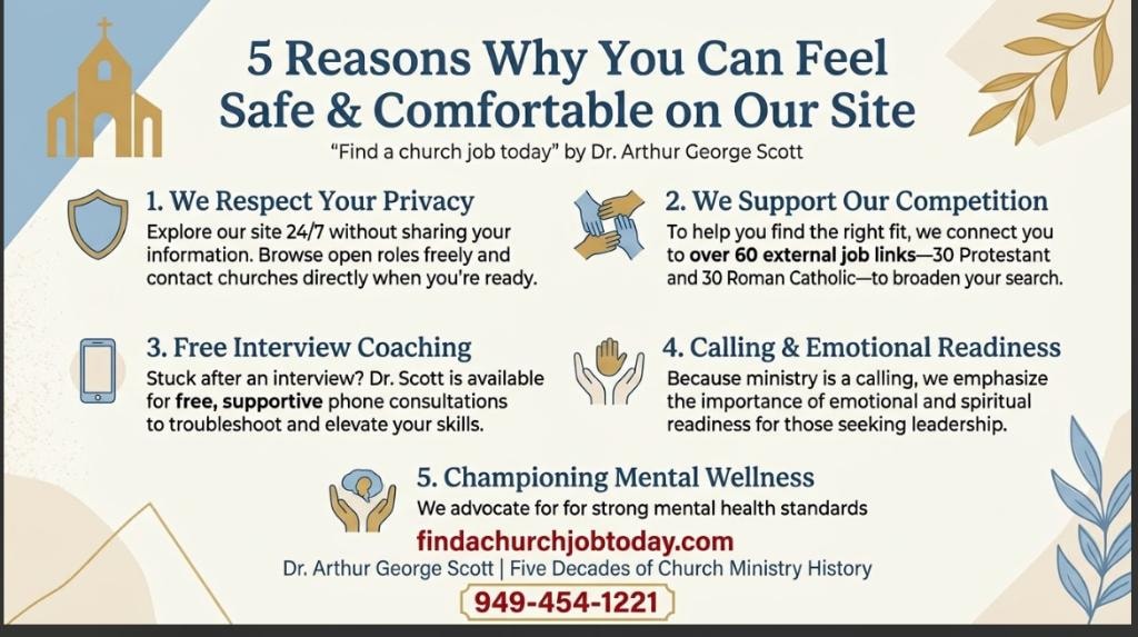 5 Reasons Why You Can Feel Safe and Comfortable on Our Site — Find A Church Job Today by Dr. Arthur George Scott